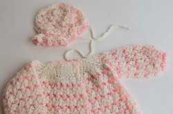baby jacket and bonnet